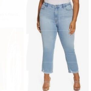 GOOD AMERICAN good curve straight split pocket fray hem jeans